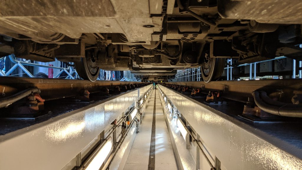 Underneath a train